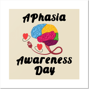 Global Aphasia Awareness Day Brain Workout For Aphasia Prevention with Brain Muscles Memory Posters and Art